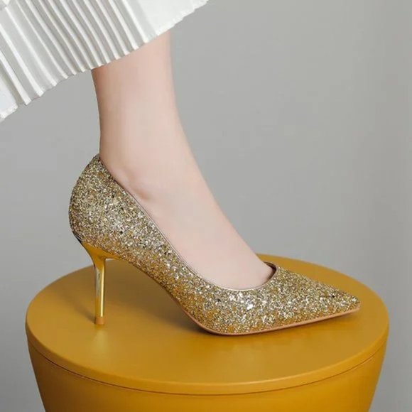 New high-heel stiletto sequins fashion shiny shoes - Picture 1 of 6